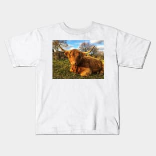 Scottish Highland Cattle Cow 2139 Kids T-Shirt